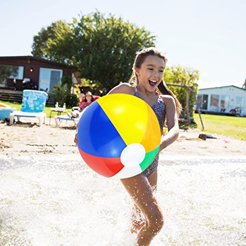12 Pack Beach Ball with Ball Pump 12\" Beach Balls for Kids Inflatable Ball Pool Toys Beach Balls Bulk Party Favors Summer Rainbow Beach Balloon Balls Games Activities Swimming Pool Party Decorations