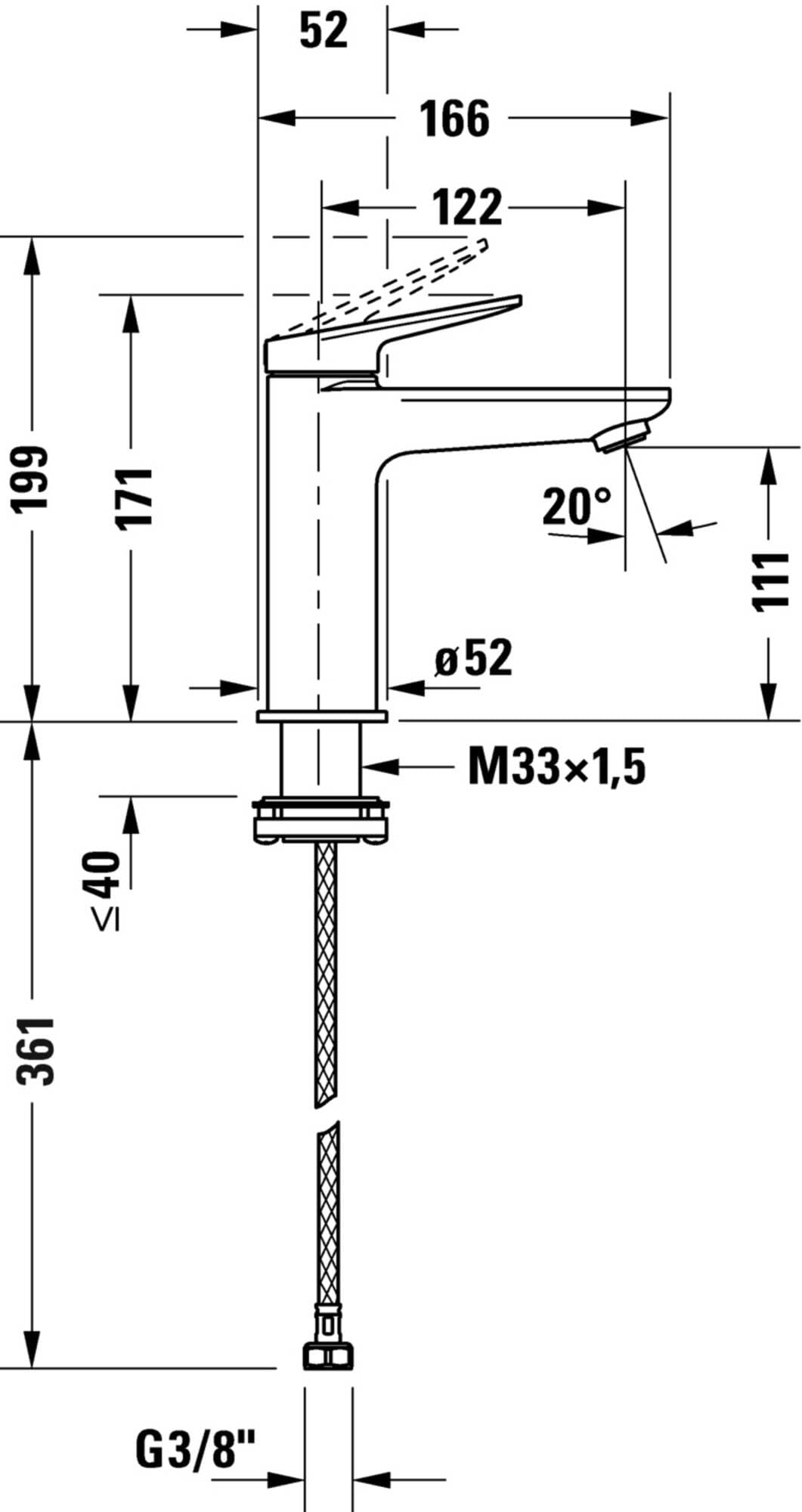 Duravit WA1020002034 Wave bateria umywalkowa, złota polerowana