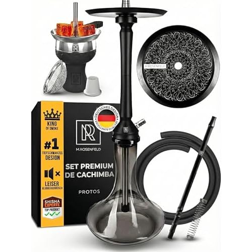 Juego Completo De Cachimba Shisha M. ROSENFELD PROTOS - Grande 75cm - Con Todos Premium Accesorios Cachimba: Cazoleta De Chimenea, Tubo, Plato, Boquilla e Manguera Cachimba Grande Portatil Narguilé