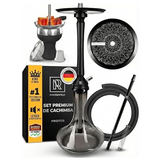 Juego Completo De Cachimba Shisha M. ROSENFELD PROTOS - Grande 75cm - Con Todos Premium Accesorios Cachimba: Cazoleta De Chimenea, Tubo, Plato, Boquilla e Manguera Cachimba Grande Portatil Narguilé