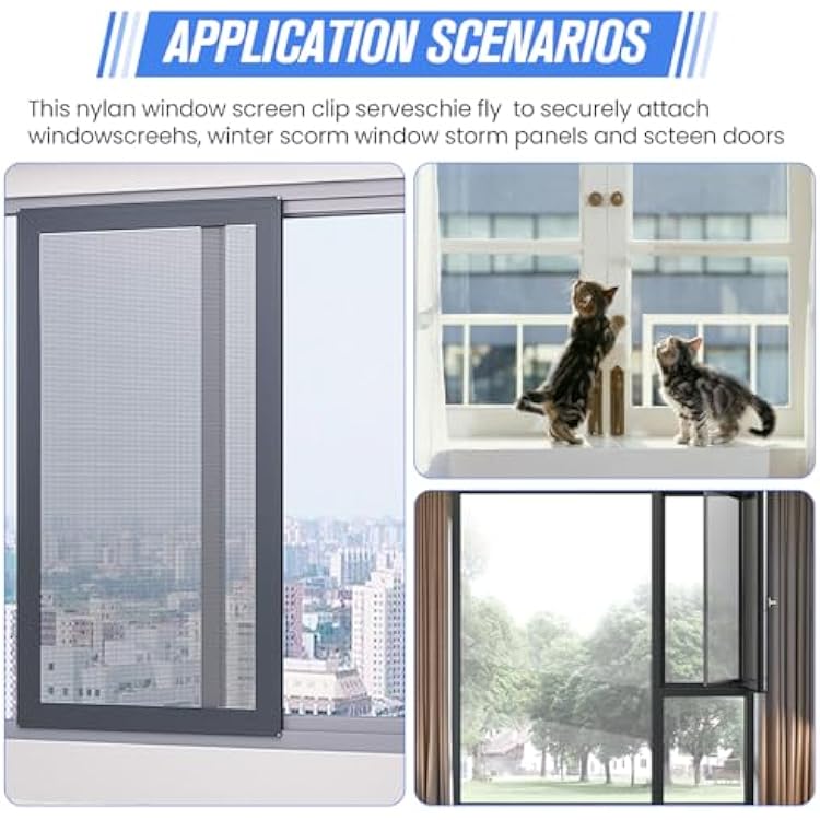 3/8 Inch Window Screen Clip with Screws, Screen Doors and Winter Panels, Offset Fastener Clips for Easy Installation (30 Pcs Black)