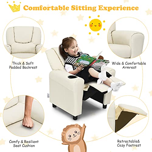 image for HONEY JOY Kids Recliner, 2-in-1 Toddler Armrest Sofa Couch with Cup Ho