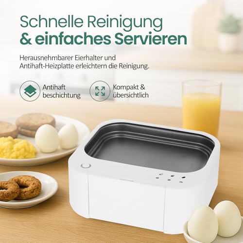 Emerio bester Eierkocher EB-115560 kocht alle drei Garstufen [weich|mittel|hart] in nur einem Kochvorgang mit perfektem Ergebnis und Sprachausgabe, einzigartig in Technik und Design, Modell 2022