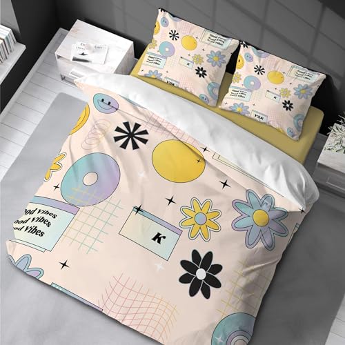 Housse de couette 220x240cm anti-plis avec 2 taies d'oreiller - 2