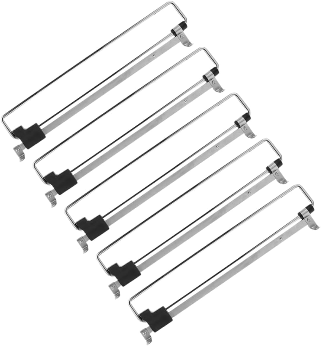 5pcs Adjustable Closet Rods Telescopic Wardrobe Hanger Sturdy Metal Pull Down Closet Rods Heavy Duty Iron Clothes Rail