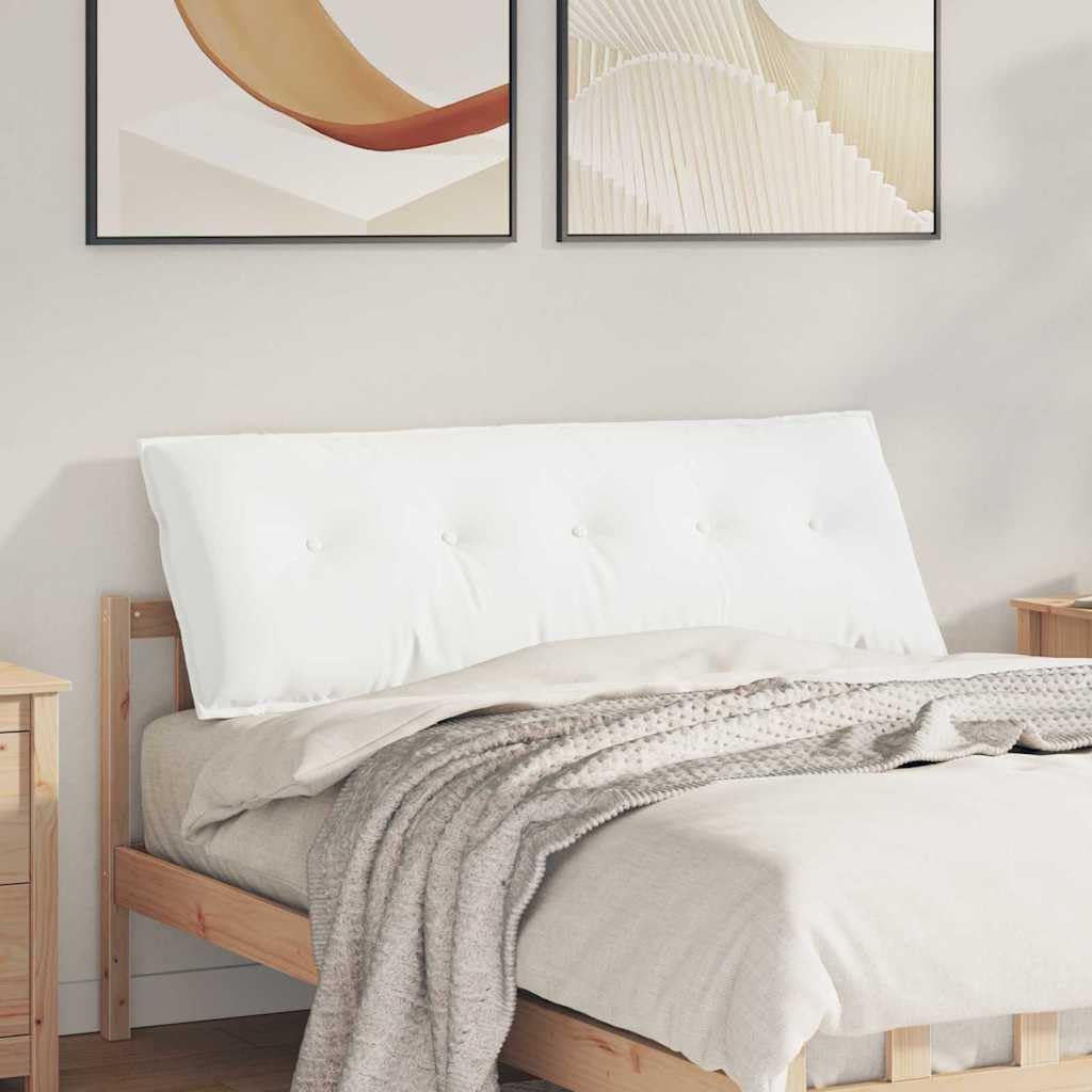 Cuscino per schienale, bianco, 140 x 19 x 50 cm, comodo cuscino per schienale da letto, in tessuto morbido, per letto e divano, cuscino da lettura con rivestimento sfoderabile e imbottitura in