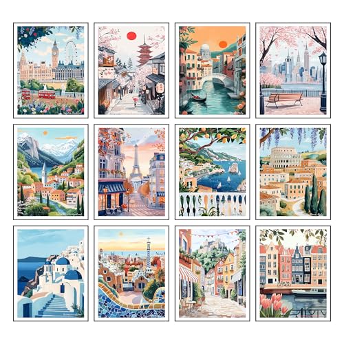 European Travel Posters Set of 12 (11x14, Unframed) - Vintage