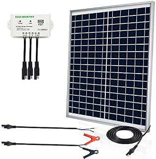 ECO-WORTHY [Upgraded 25 Watts 12V Off Grid Solar Panel SAE Connector Kit: Waterproof