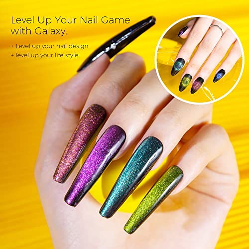 Burano 9D - Magnetic 6 Colors Set Holographic Cats Eyes Gel Nail Polish Gel With Magnet Stick Set Cateye Soak Off Uv Led Gel (Black) #TOP2