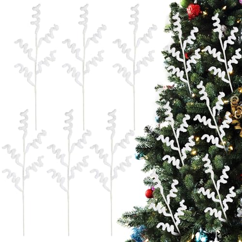 Oairse 6er Set Kunstgarn Zweige Kunstzweig Weihnachten Künstlicher...