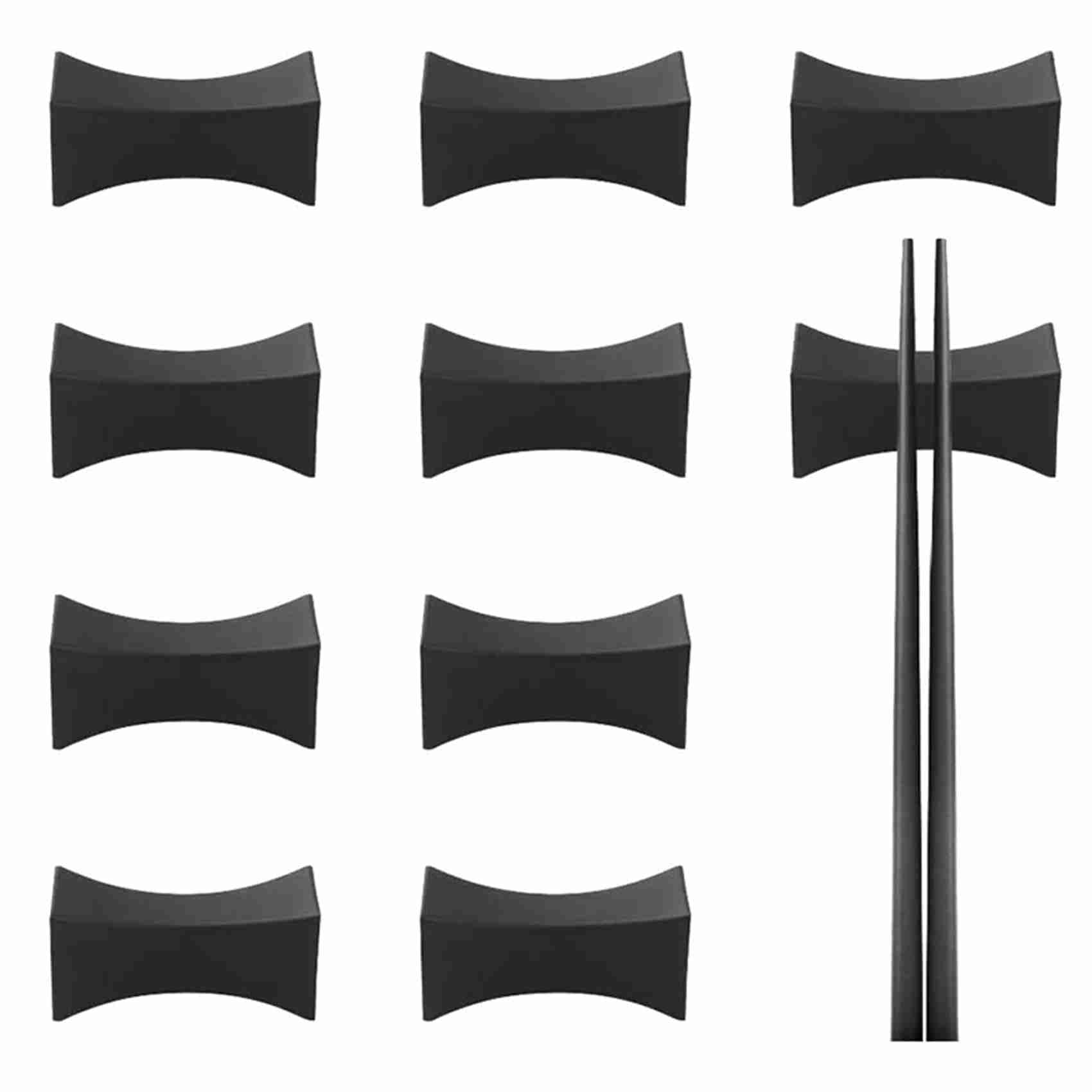 20 piezas de descanso para palillos, soportes para palillos, cuchara, tenedor, juego, palillos, herramientas, negro