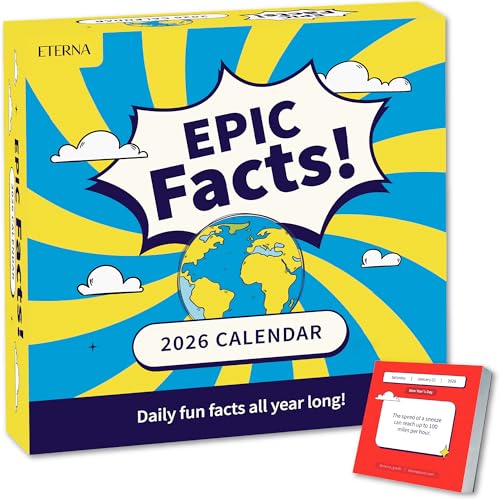 2026 Epic Facts Daily Desktop Calendar | Day To Day Tear Off Calendar with 365 Interesting Mental Floss Facts for Everyday of the Year, Fun Box Calendar Gift For Men or Women, Christmas Stocking Stuffer Gift for Home or Office