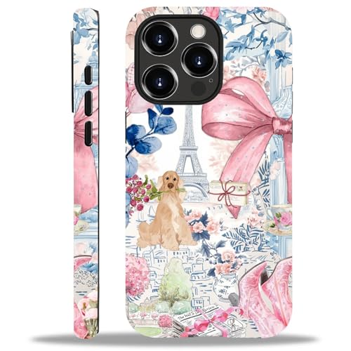 ZHEGAILIAN Compatible with iPhone 14 Pro Max Case,Trendy Girly Paris Bow 14 Pro Max 2 in 1 Silicone Mixed Hard Pc Case,Durable Shock-Proof Protection Pattern