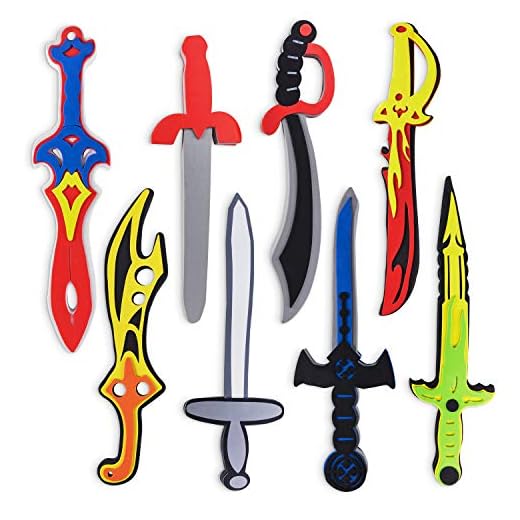 Assorted Foam Toy Swords for Children with Different Designs Including Ninja, Pirate, Warrior, and Viking (8 Pack)