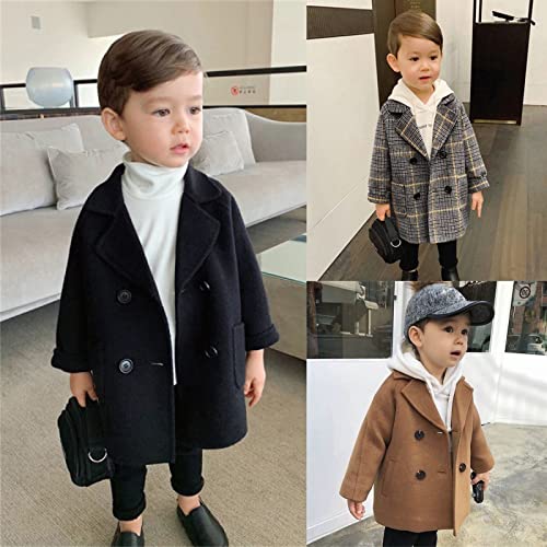 Kids Toddler Boys Girls Dress Coat Elegant Notched Collar Double Breasted Wool Blend Peacoat Baby Trench2