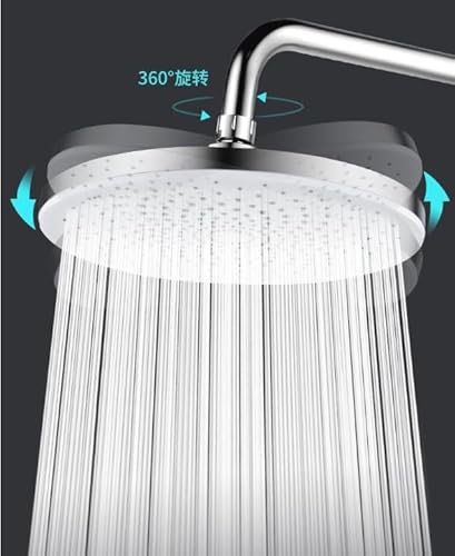 Duschkopf Regendusche, 8 Zoll Round Regenduschkopf Wassersparend, 360°Verstellbarer Kopfbrause mit 123 Anti-Kalk-Düsen, Auslaufsicher Anti-Rost Wasserfall-Duschkopf(Universal)