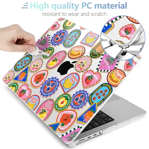 Image of MEEgoodo Case for MacBook Pro 14 inch (M5 /M4 /M3 /M2 /M1) Pro /Max 2026 2025 2024 2023 2021, Laptop Case Fit Model A3427 /A3426 /A3434 /A3112 /A3401 /A3185 /A2918 /A2992 /A2779 /A2442, Fruit & Sticker