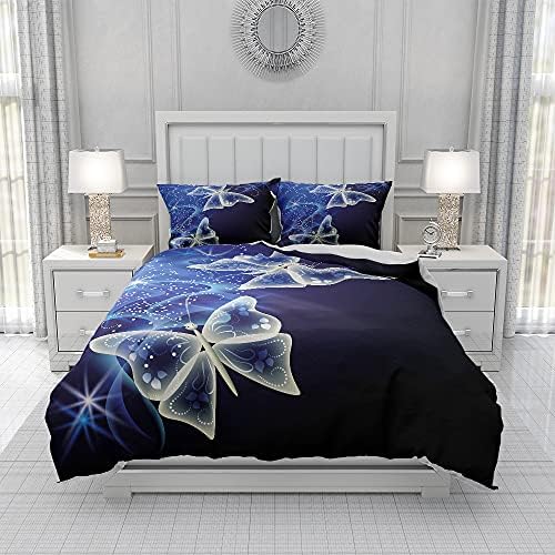 Jumyshe Beautiful Butterfly Duvet Cover Set for Girls Teens, Butterfly Theme Printed Lightweight and Comfortable Bedding,3 Piece Set Room Decoration-Butterfly3-Twin
