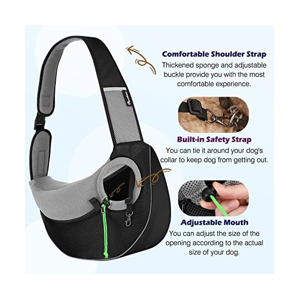 Pawaboo-Pet-Dog-Sling-Carrier-Hand-Free-Drawstring-Dog-Papoose-with-Adjustable-Strap-Breathable-Mesh-Bag-for-Puppy-Cat-Crossbody-Satchel-Dog-Purse-with-Pocket-for-Outdoor-Travel Breathable Mesh Bag for Puppy