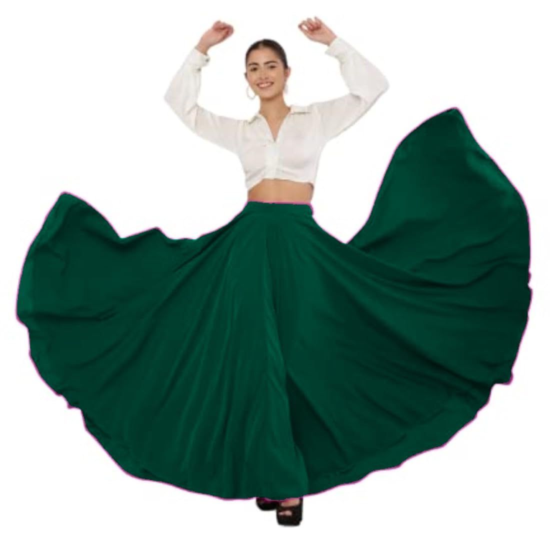 JYESHTA Womens American Crepe Blooming Flared Long for Traditional Stitched A-line Flare Skirt for Girls with 12 Meter Flare 40inch Height (in, Alpha, M, Regular, Green) (B0DCZRTMBS) Amazon Price History, Amazon Price Tracker