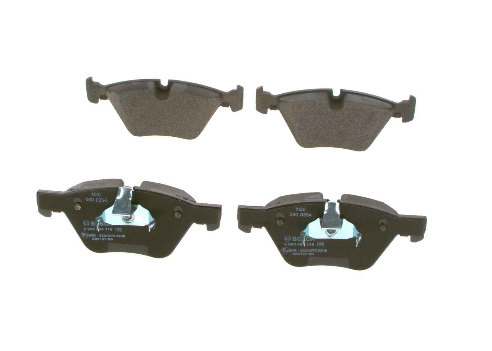 Plaquettes De Frein Avant Bosch - Jeu De 4 - Faible Bruit, Sans Cuivre - Certifié ECE-R90 - Pour Voiture