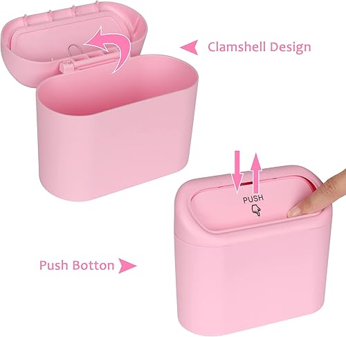 Miniatura 3 de Accmor - Bote de basura para auto con tapa, minibote con bolsa de basura, paquete de 2, pequeño contenedor colgante a prueba de fugas para auto,