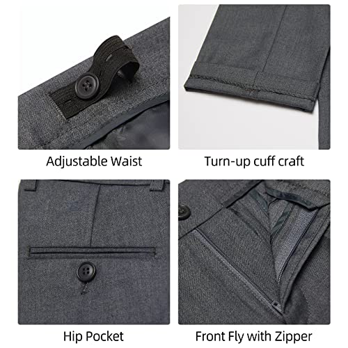 Marvelous World Boys' Suits Slim Fit 5 Pieces Adjustable Waist Boys Formal Suit Set Dark Gray #TOP6