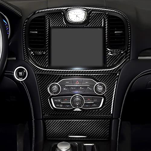 Image of Car Central Console Navigation Screen Air Outlet Vent Decals for 2015-2023 Chrysler 300 / 300C / 300S / Limited /Touring Accessories Carbon Fiber Stickers