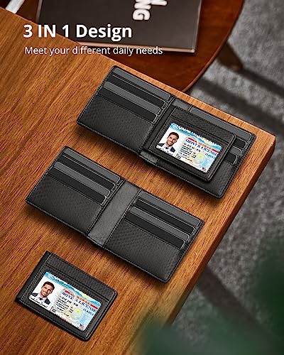 YESIIW AirTag Wallet Mens Wallet with Money Clip Air Tag Wallet Card Holder RFID Blocking Bifold Gifts for Men Black Fine Texture3
