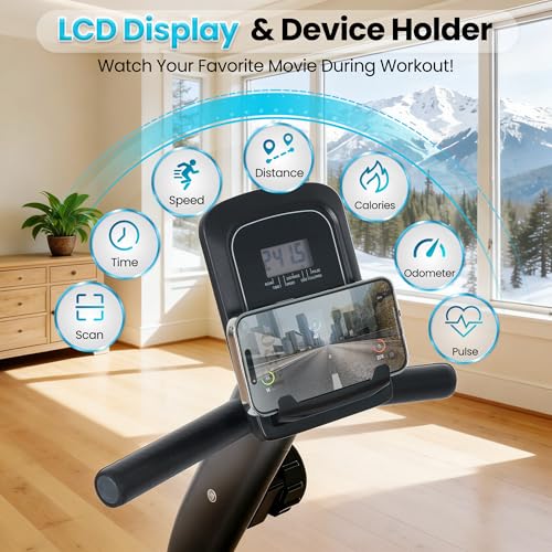 Image of BODIOO Exercise Bike, Recumbent Exercise Bike for Seniors, Stationary Bike for Home Workout, 8-Level Magnetic Resistance, Quiet Smooth Ride, Comfortable Seat with Backrest, Heart Rate Monitor, 300LB Capacity