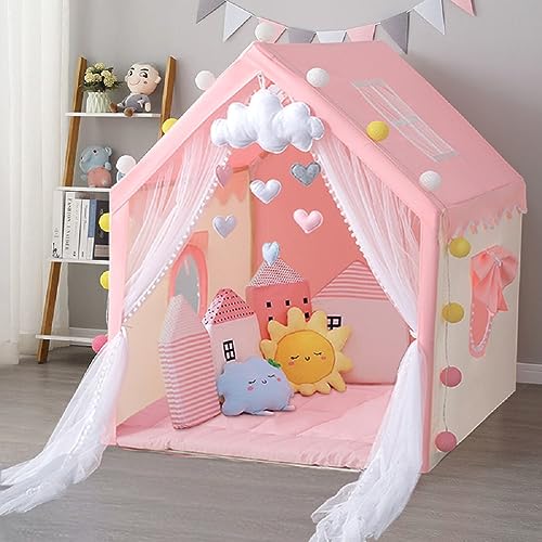 Construcción, Toy Casa de Campaña para Niña, Castillo Princesa con Luz de Estrellas, Diadema y Cetro,Tienda de Juegos de Carpa Casita 100x120x130cm/39x47x51inches