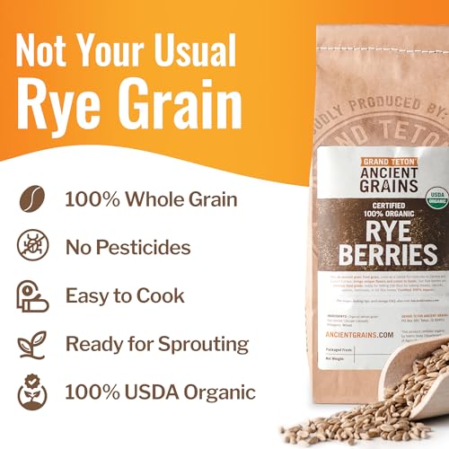 Grand Teton Ancient Grains - 100% USDA Organic Rye Berries, Rye Berry Grain, Rye Grain Organic Excellent for Sprouting, Rye Grain for Milling into Flour for Baking, Plastic-Free Paper Bag, 5lbs - Image 6