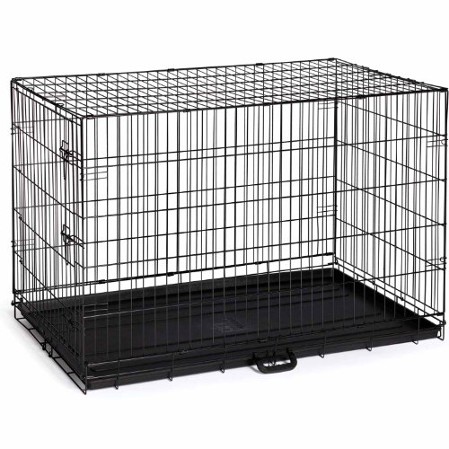 Image of Prevue Pet Products Home On-The-Go Single Door Dog Crate - Extra Large Collapsible Dog Cage for Travel, Indoor, and Outdoor Use, Foldable Kennel Design, Deep Plastic Pan - XL, Black