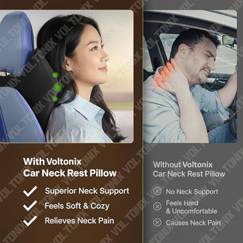 Image of Car Neck Pillow,Memory Foam Car Headrest Pillow for Neck Support, Breathable Removable Cover & Adjustable Strap, Ergonomic Design for Driving Comfort, Neck Pain Relief,Travel (2, 31CM-25CM-10.4CM)