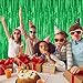 4 Pack Green Streamers, 3.28 FT x 7.05 FT Birthday Tinsel Backdrop, Metallic Green Foil Fringe Curtains Photo Booth Backdrop, Green Jungle Theme Decorations Birthday Decor