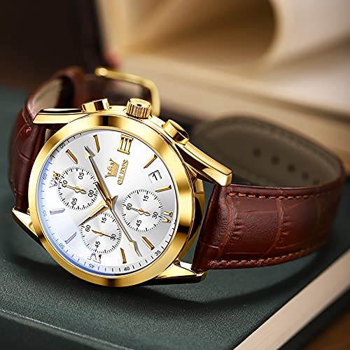 Image of OLEVS Mens Watches Stylish Chronograph Waterproof Luminous Silicon Strap Multifunction Watches for Men Business Men Wrist Watch