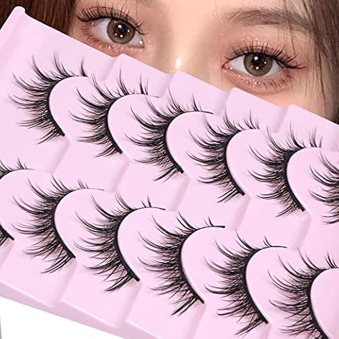 Manga Lashes Natural Look Anime Eyelashes, Wispy False Eyelashes Fluffy Spiky Asian Eye Lash 3D Strip Korean Makeup Faux Mink Lashes Look Like Individual Clusters 6 Pairs ALICROWN Cover