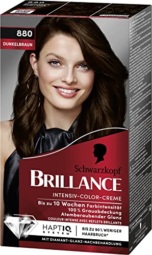 Foto von Brillance Intensiv-Color-Creme 880 Dunkelbraun (160 ml), dauerhafte Haarfarbe mit Diamant-Glanz und Pflege-Conditioner, für 10 Wochen Farbintensität