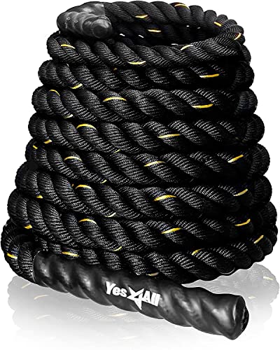 Yes4All Battle Rope 38 mm Durchmesser Poly Dacron 9m, 12m, 15m Länge Workout Rope EJ7F