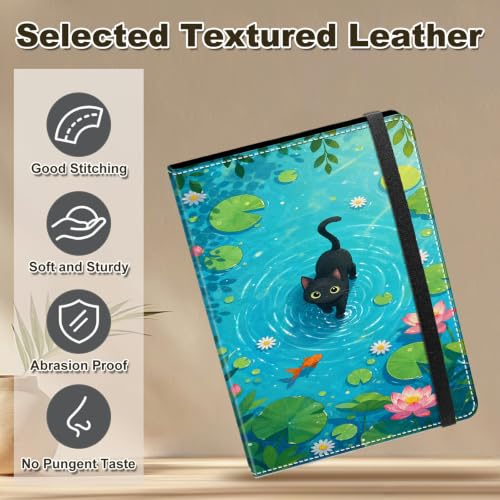 Image of Photo Album 4x6 120 Photos with Strong Elastic Band, Pond Cat Garden | Large Capacity Premium Leather Picture Album, Portable Wallet Albums Photo Book for Family Anniversaries Wedding Baby