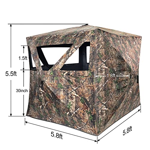 Mofeez Hunting Blind, 270°View 2-3 Pereson Ground Deer Stand Pop Up Tent With Portable Bag And Tent Stakes (Camo, 58 "Lx58 Wx66 H) #TOP7