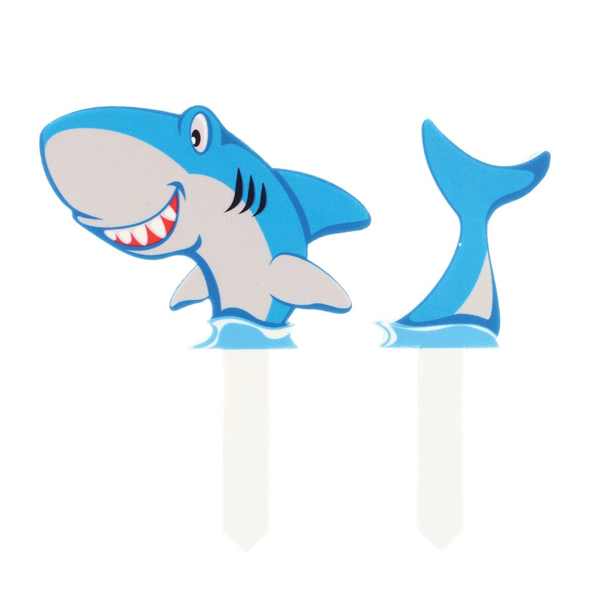 CULPITT Shark Pic Cake Topper, 2 Pc, Gum Paste Cake Decorations For Birthday Cake, Colourful Time-Saving Topper, Multicolour, 21363