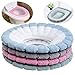 Ziyero 4 Piezas Cojín Antibacteriano Más Grueso para Asiento Inodoro Estirable Lavable Cojines Asiento Inodoro Anillo de Plástico Incorporado, para Mujeres, Futuras Madres, Ancianos—Colores Mezclados