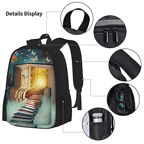 Magic Book Forest Print Rugzak Voor Jongens Tieners Boekentas Reizen Dagrugzak, Lunch Tas En Potlood Case Combinatie - Afbeelding 6