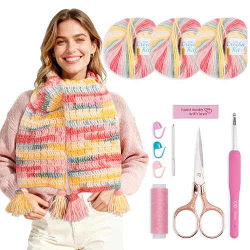 Alvian Scarf Crochet Kit for Beginners Crochet Starter Kits Craft...