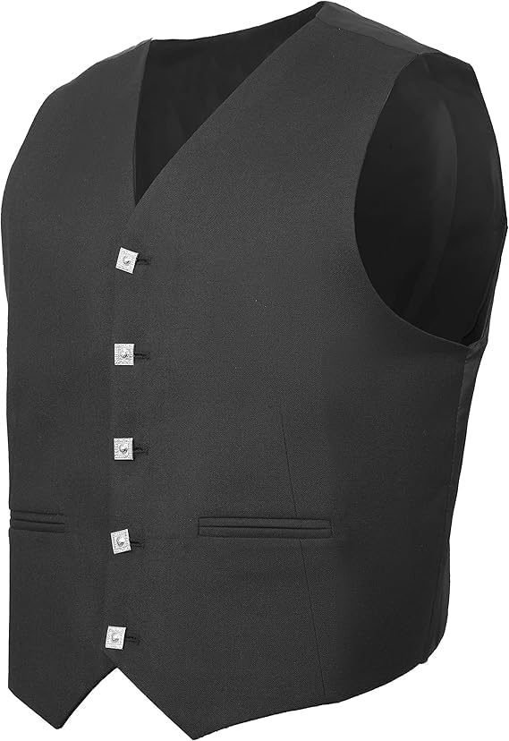 Scottish Black 5 Buttons Argyle Waistcoat/Vest