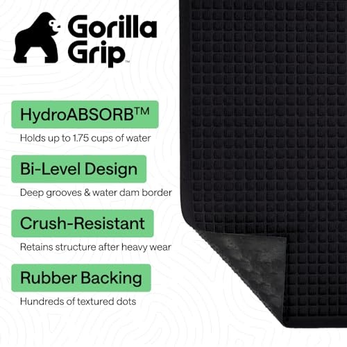 GORILLA GRIP® Ultra Absorbent Front Door Mat Outside Entrance, Traps Dirt and Moisture, HydroABSORB Indoor Outdoor Doormat Holds Up to 1.7 Cups