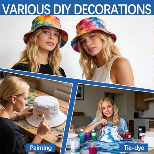 Image of Cotton Bucket hat, White, Unisex, Suitable for the Beach, Outdoor Camping and Everyday wear.