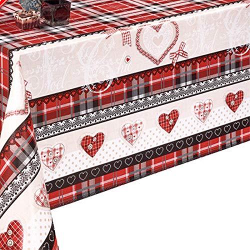 Decoser Mantel de San Valentín- Cubre Mesa Navideño con Reverso de Franela, Antimanchas, Fácil de Limpiar, Mantel Rectangular Impermeable para Navidad (San Valentín, 140x180)