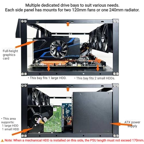 E02 PC Test Bench, Gabinete de Computadora de Aire Abierto - Chasis DIY de Marco Abierto Apilable Compatible con Placas Base ATX, Micro ATX, E-ATX, X79, X99 miniatura 5